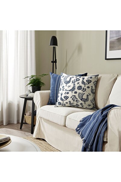 IKEA Throw Pillow Cover, Natural Blue, 50X50 Cm. Inner Cushion Sold Separately.