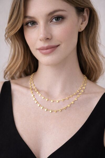 sheenez Star İkili Çoklu Gold Kolye