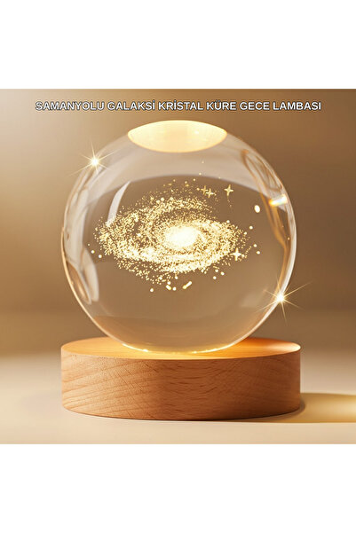 ZERO LAND NRTMSA Gün Işığı LED’li 3D Kristal Galaksi Küre Ahşap Tabanlı (1855...