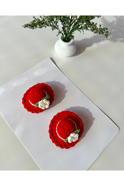 livadesign7 طقم مشبك قبعة مصنوع يدويًا من قطعتين - هدية