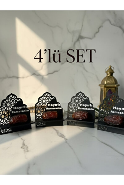 tekmation 4'lü "Hayırlı Ramazanlar" Hurma Standı Seti, Hurma Sunum Seti, Hurm...