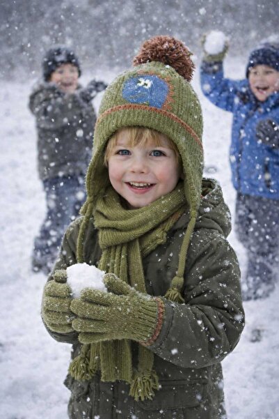 Kitti Fleece Lined Dinosaur Printed Male Child Scarf Cap Gloves Set