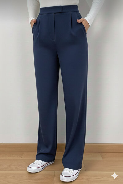 jeneric Women's Navy Blue Full Stretch Fabric Velcro Closure Loose Fit High W...