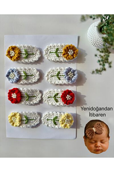 livadesign7 Newborn Baby Hair Clips, Handmade Flower 6-Piece Clip Hairless Ba...
