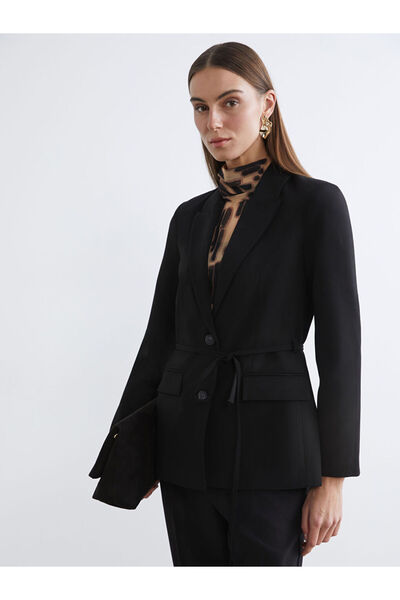 LC Waikiki Black Belted Women's Blazer Jacket