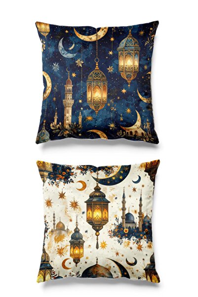Pilloveland Çift Tarafı Baskılı 2'li Set Süet Kırlent Kılıfı - Ramazan Geceya...