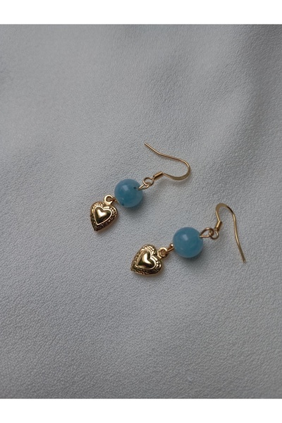 OEM Earrings with Angelite and 18K gold plated heart
