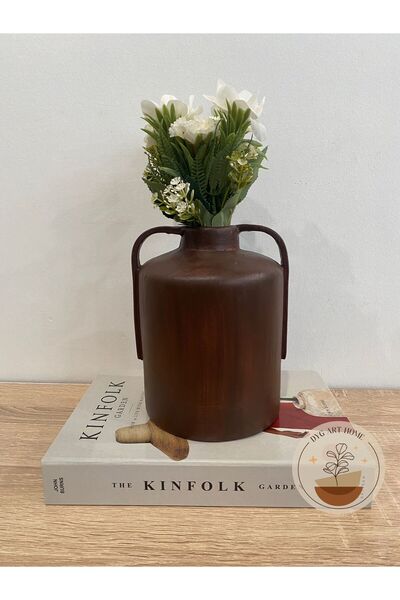 DygArtHome Seramik kulplu silindir küp 18x13 cm (Çiçek dahil değildir)