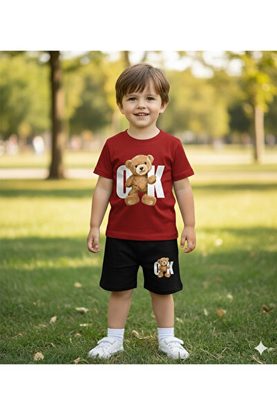 LYZALÜXEN Teddy Bear Puff Printed T-Shirt Set 3*4*5*6*7*8*9 Years Old