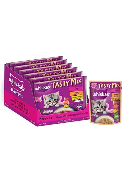 Whiskas Tasty Mix Junior, Tuna & Salmon, Pumpkin in Jelly, 24 x 70g