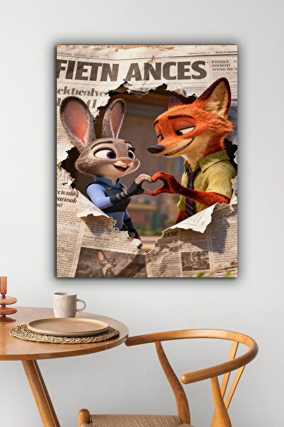 postercraft Zootopia Animasyon Nick & Judy Modern Panel Tablo Poster