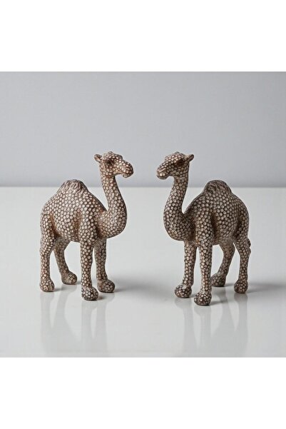 ELSELİFE Simli Parlayan 2’li Deve Biblo Seti Dekoratif Reçine Heykel Konsol V...