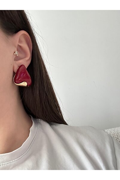 Charmist أقراط ألين من الفولاذ باللون العنابي