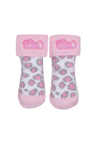 OEM Sosete Bebe Albe Roz "LOVE ME" 0-6 Luni - 1 pereche