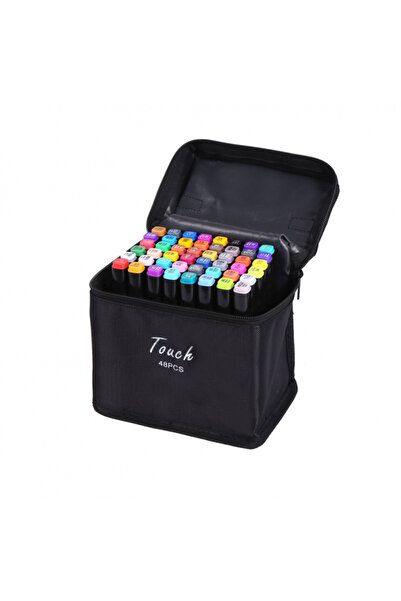 IQ Toys Set of 48 Markers, 2 Thin and Thick Tips, Storage Bag, Multicolor