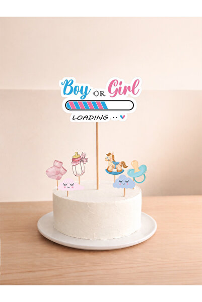 Sinem Gift Cinsiyet Partisi Temalı Pasta Süsü - Boy Or Girl Pasta Süsü- Cinsi...