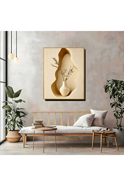 Mgi Design Modern 3D Dekoratif Vazo Figürlü Duvar Tablosu