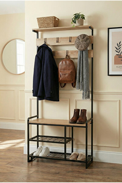 Vovikon Metal Ayakkabılıklı Portmanto Ayaklı Askılık Açık Vestiyer