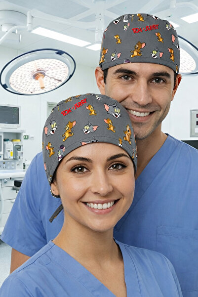 Lion Üniforma Tom ve Jerry Desenli Unisex Cerrahi Bone Hemşire ve Doktor Bone