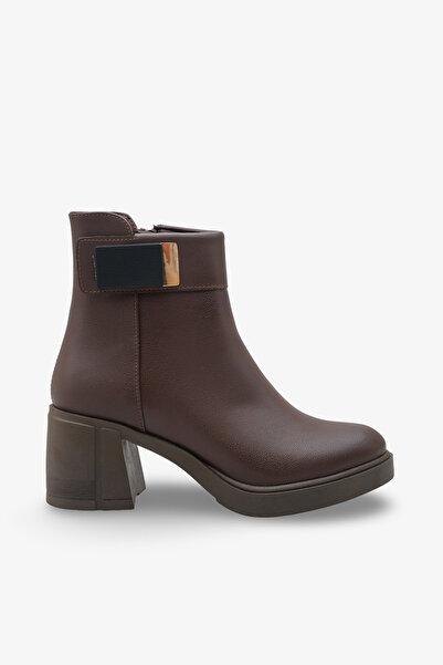 İNNABUTİKK حذاء لودميلا نسائي بكعب عالي للاستخدام اليومي - بني