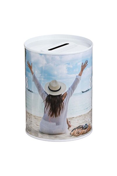 OEM Pusculita Metalica Mare "See The World" Ø7.5x10.5cm