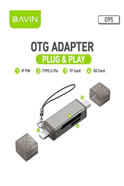 Bavin قارئ بطاقات محمول OTG-95 3 في 1 USB 2.0 يدعم TF + SD + USB OTG بسرعة 48...