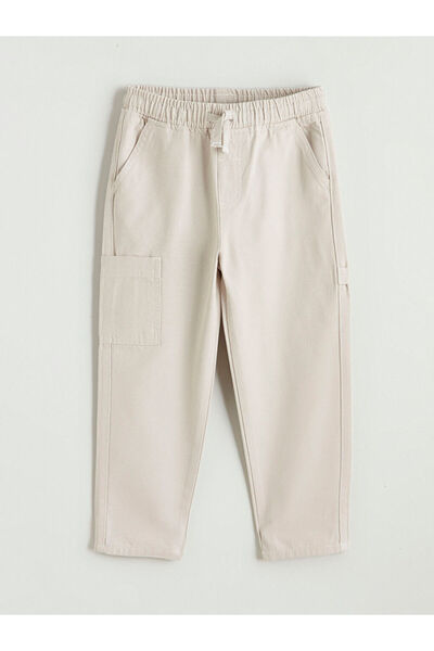 LC Waikiki Γκρι παντελόνι από καμβά Cargo για αγόρια με ελαστική μέση