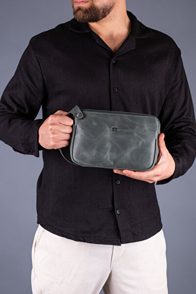 saraci leather craft Genuine Leather Men's Handbag Black – Hand-Held Handle, ...