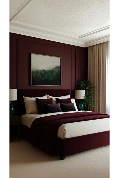 JACA 3'lü Kadife Kumaş Dekoratif Yatak Runner & 2li İç Dolgulu Kare Yastık Kı...