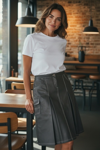 modayiğit Füme Gri pileli kadın etek