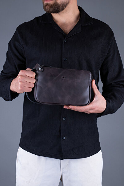 saraci leather craft Genuine Leather Men's Handbag – Hand-Held Handle, Double...