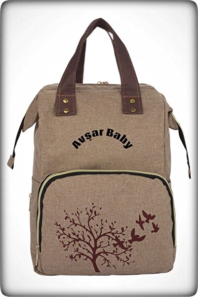 Avşar Baby Yerli Üretim Silinebilir Kumaşlı Klasik Anne Bebek Bakım Sırt Çantası