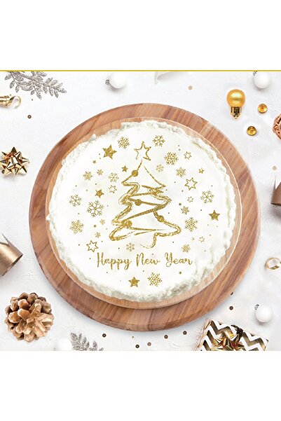 OEM Christmas Tree Star Snowflake Cake Stencil "Happy New Year" Ø25cm