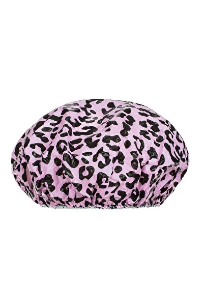 OEM Pink Animal Print Plastic Shower Cap - 3pcs