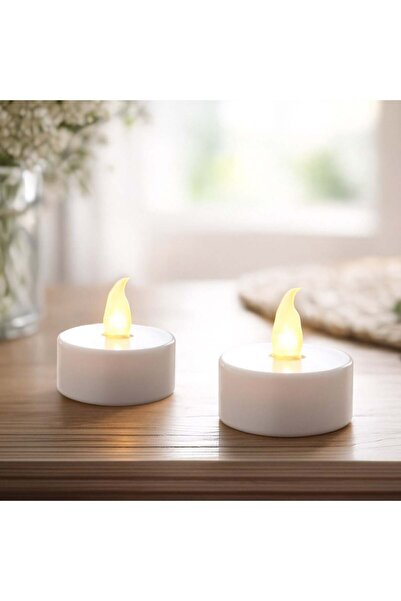 OEM Lumanare tip Pastila LED cu Baterie & Flacara Alba Ø4x4cm - 2buc