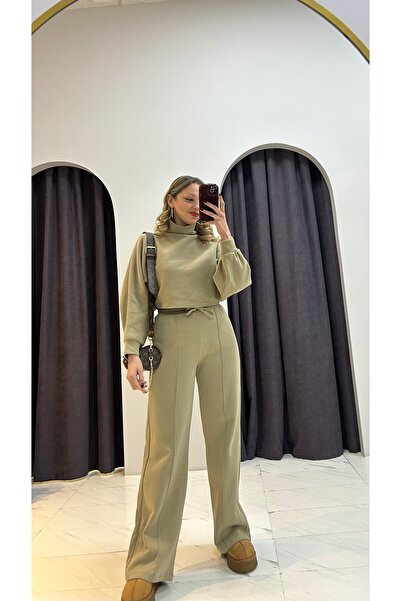 MERVENS Turtleneck Bat Sleeve Sweater Pants Set