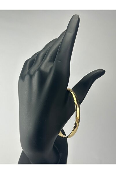 Elo Gold kaplama bombeli kalın düz kelepçe