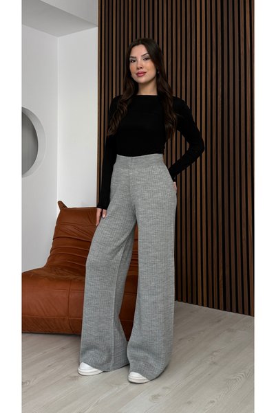 Leo Ferre Gray Women's Comfortable Fit Knitwear Pants Size 38/40