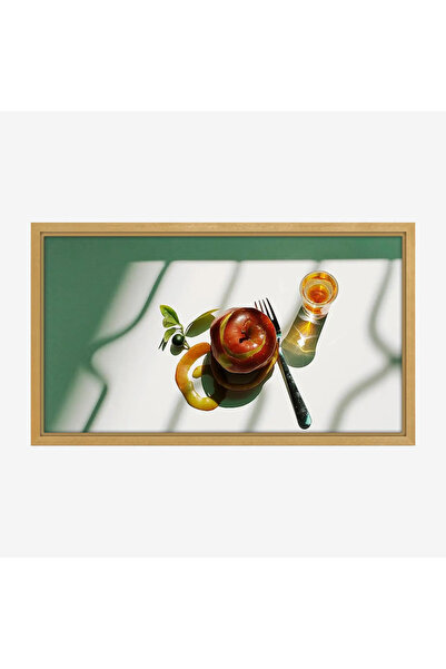 Tajridhome لوحة طعام - تفاح وشراب - ألوان دافئة - مشمس - لوحات فنية مودرن - ل...