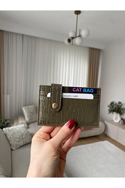 ÇANTA Cat Bag Women's Khaki Snap Fastener Card Holder