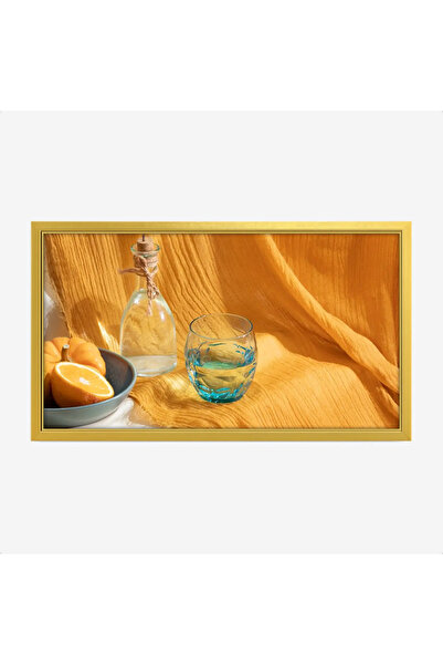 Tajridhome A serene nature painting - bottle and water - warm yellow backgrou...