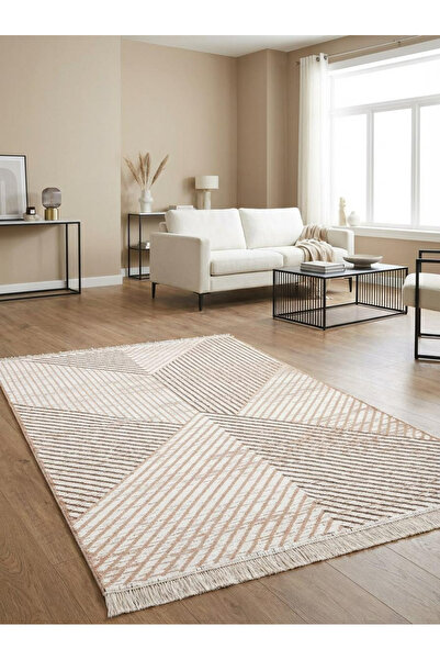 Homz Zigzag Kahve Desen Bohem Serisi %100 Pamuk Kilim | Çift Taraflı • Kolay ...
