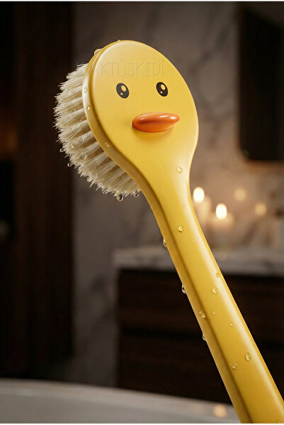 KaktüsKedi فرشاة استحمام وفرك الظهر بمقبض طويل بتصميم بطة لطيف - فرشاة تقشير ...