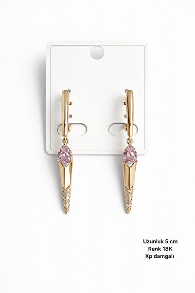 XUPING JEWELRY Xuping 18K Altın Kaplama Renkli Damla Taşlı Mızrak Küpe/Melekc...