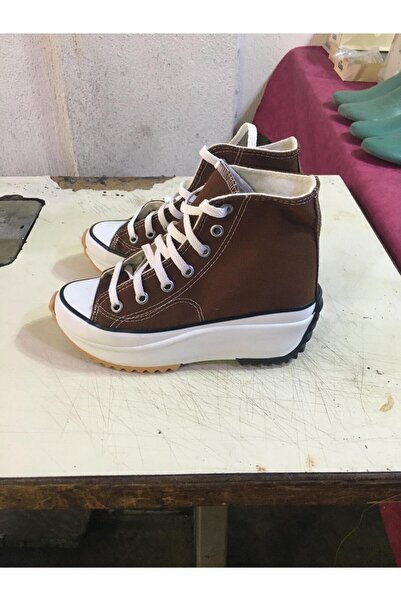 rabellashoes rabella yüksek tabanlı kahverengi renk boğazlı spor ayakkabı