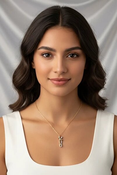 Clariss Çelik Gold Renk Zincir Renkli Sarılma Model Kadın Kolye