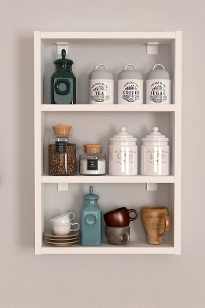 Projemob Viora Çok Katlı Duvar Rafı – Beyaz Mutfak Raf Ünitesi