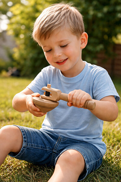 seymenbıçakçılık Çekmeli Topaç Oyuncak | Klasik Beybilet Tipi Eğitici Topaç