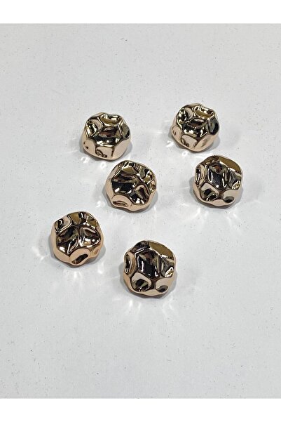 karantuhafiye زر معدني مقوس / 2 سم / ذهبي فاتح / مجموعة من 6 قطع / M2550