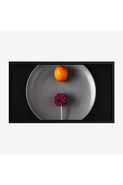 Tajridhome لوحة فواكه - برتقالة وزهرة - ألوان داكنة - عصري - لوحات حائط - لوح...